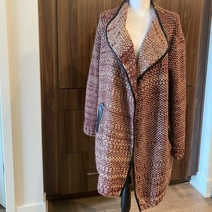 Thick Maroon & Black leather Cardigan